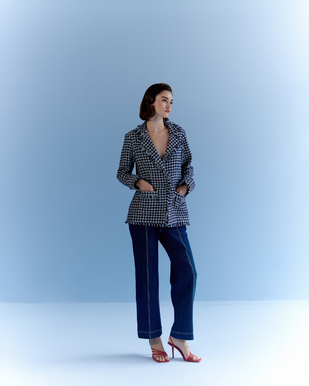 Roshni Bhatia in our Oxford tweed blazer