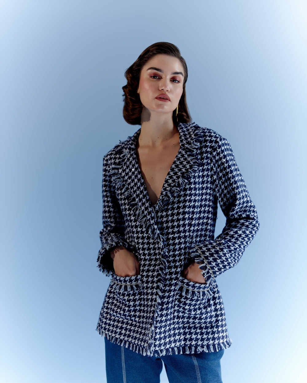 Roshni Bhatia in our Oxford tweed blazer