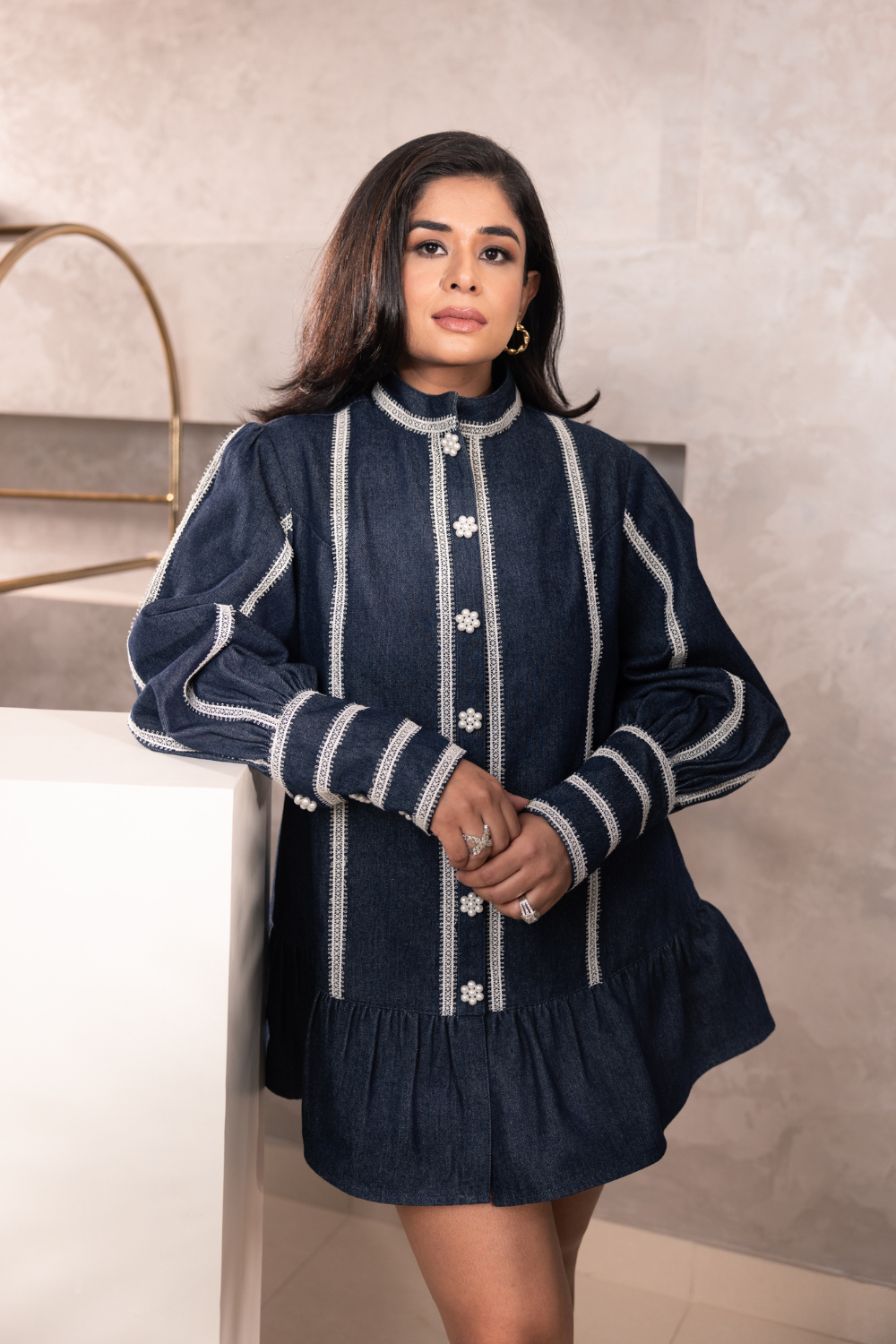 Anukriti Jhamb in our Daisy denim dress