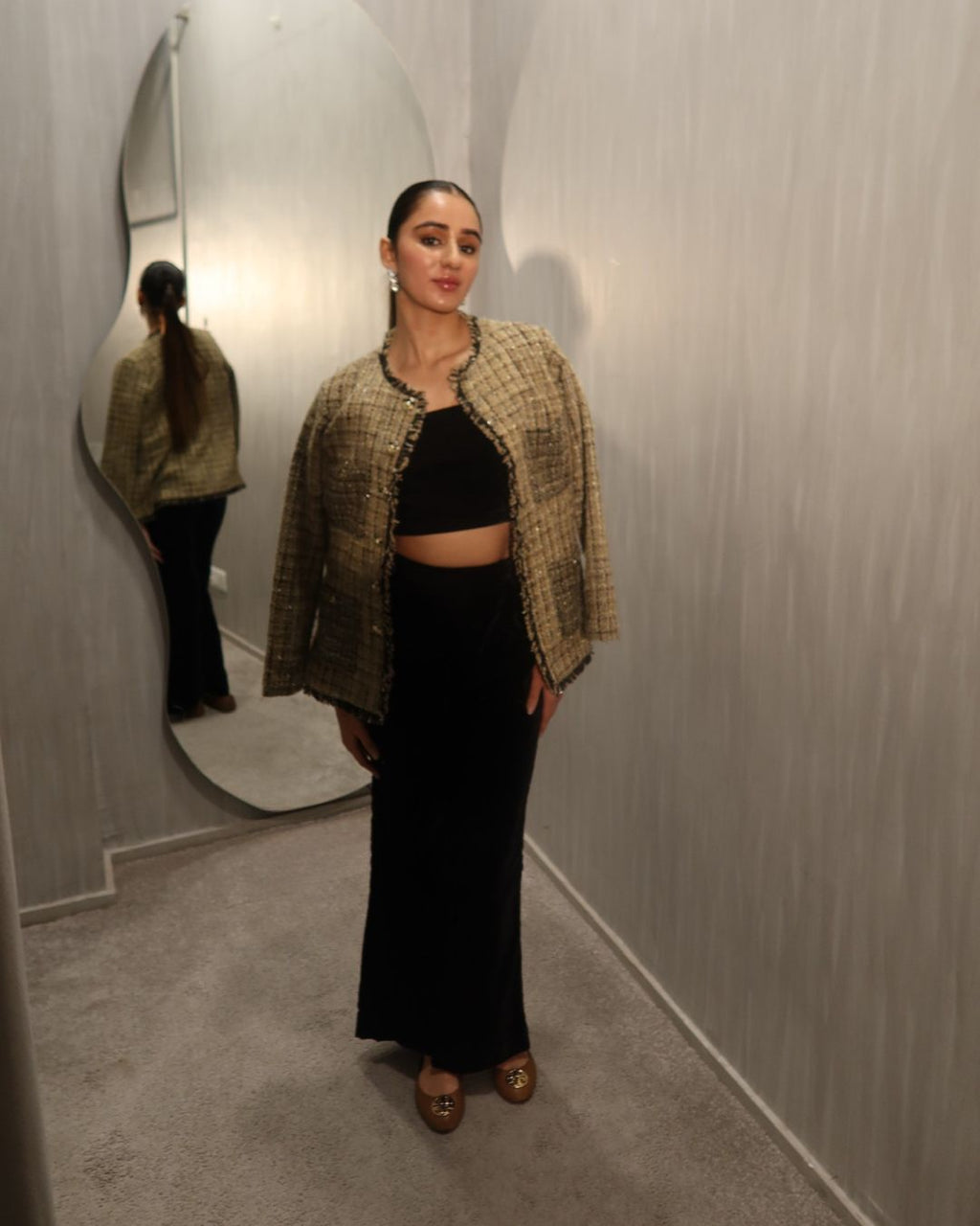 Sifat in our Mocha Tweed Set