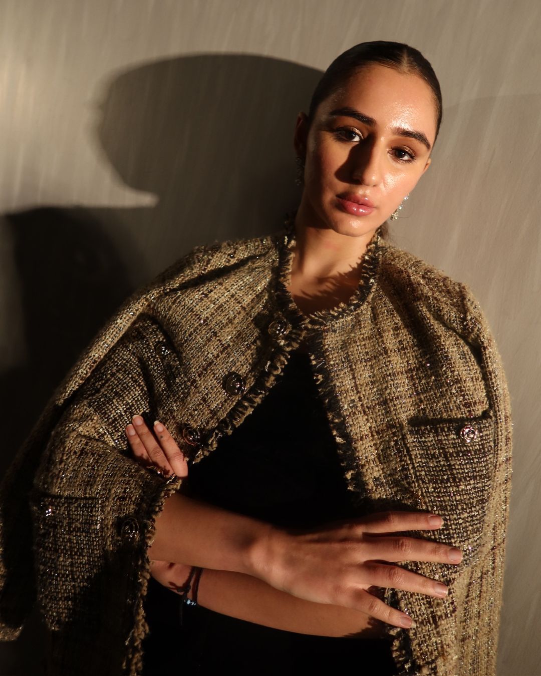 Sifat in our Mocha Tweed Set