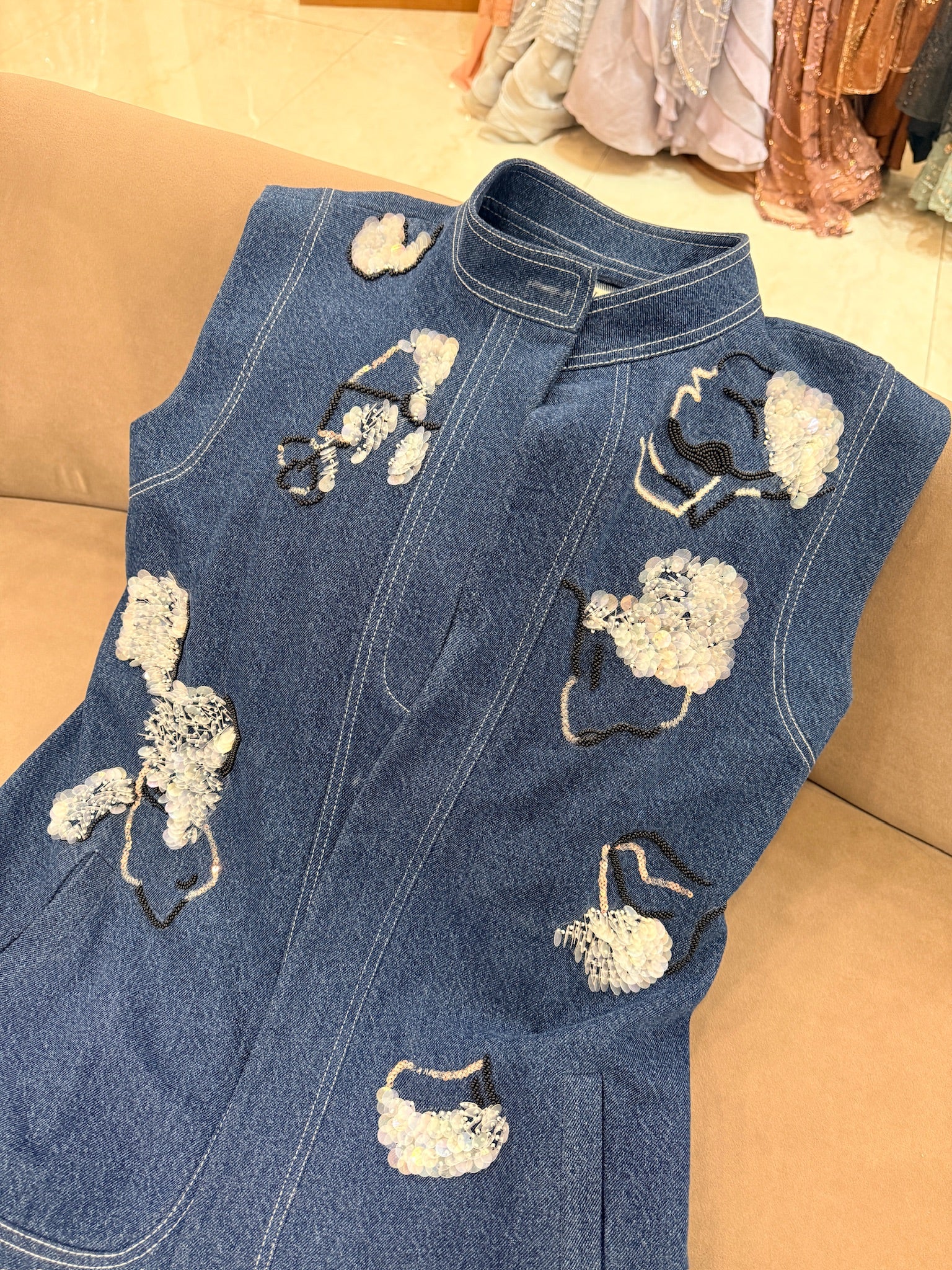 Cloud bloom denim jacket