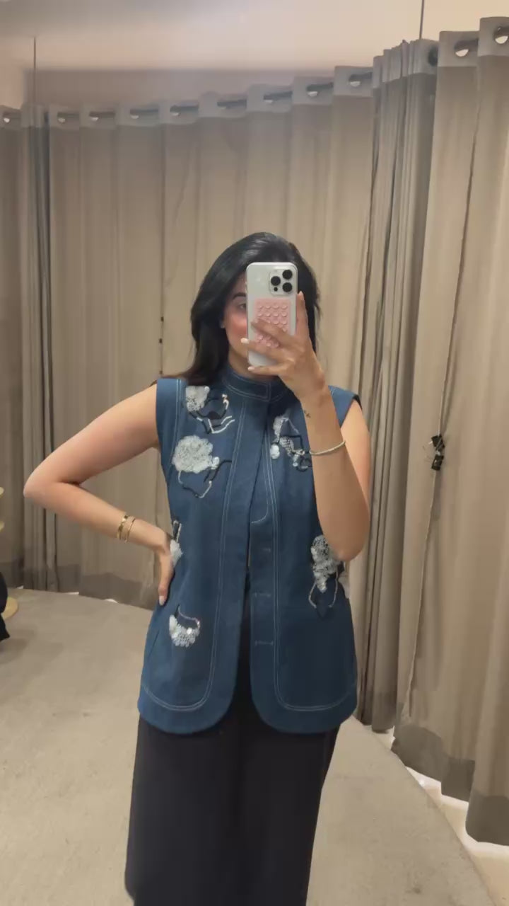 Cloud bloom denim jacket