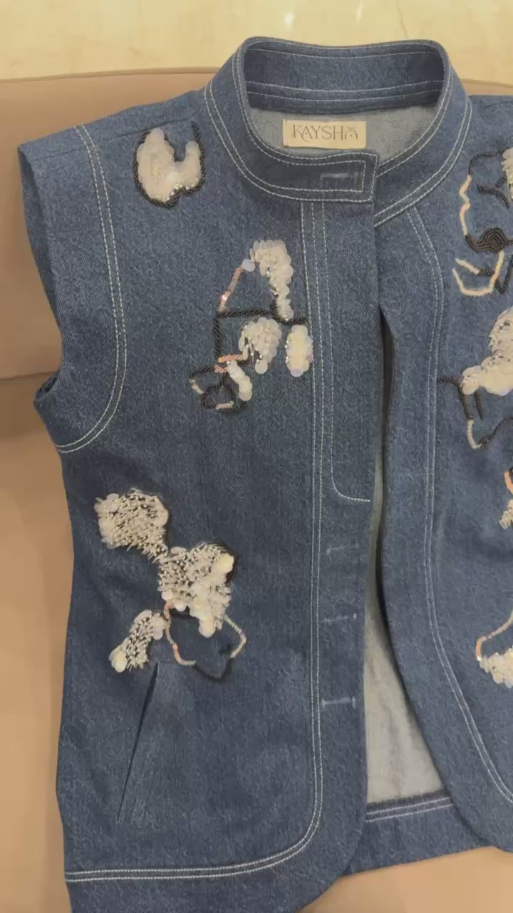 Cloud bloom denim jacket